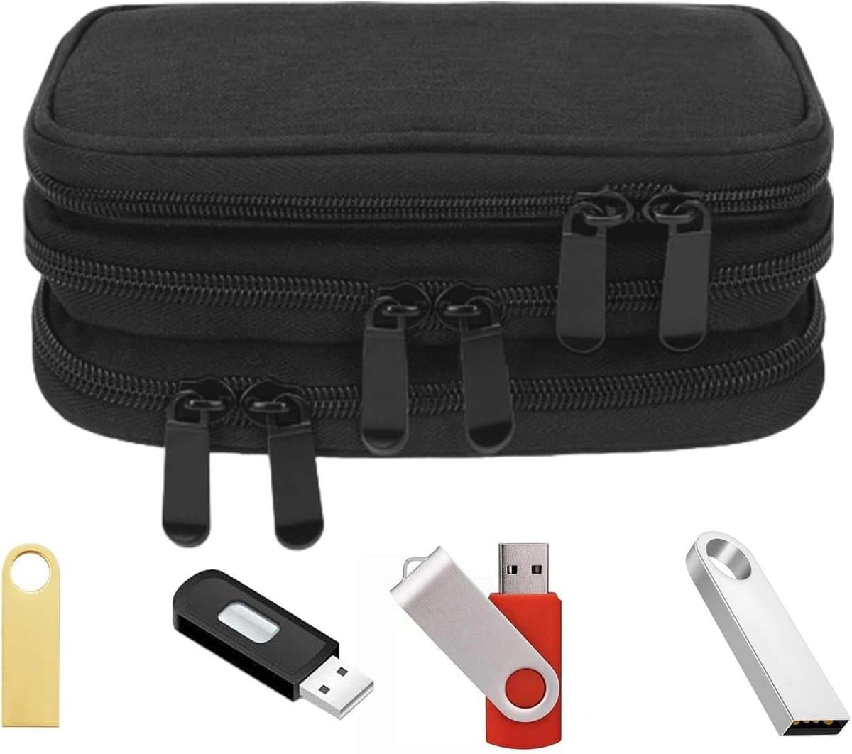 Opbergdoos USB Sticks - Draagbare Organizer - Digitale Bestanden Beschermen - 30 Slots Waterdicht - 19 x 10 cm - Zwart