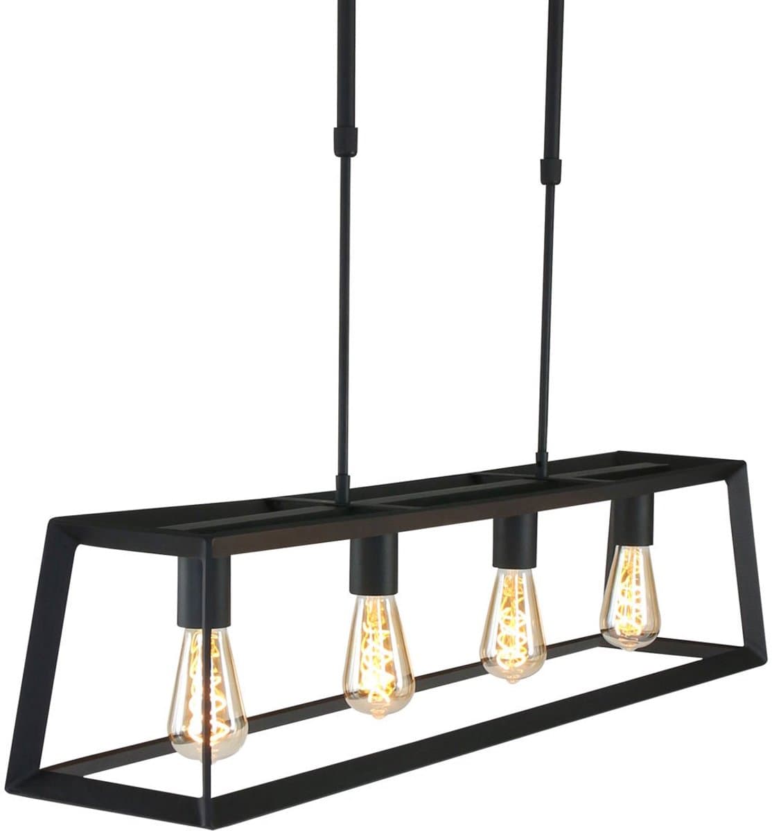 Zwarte Hanglamp Buckley 1705ZW - In hoogte verstelbaar, 100 cm lang, 20 cm breed en diep - Metal, Kunststof, Elektronica - Mexlite