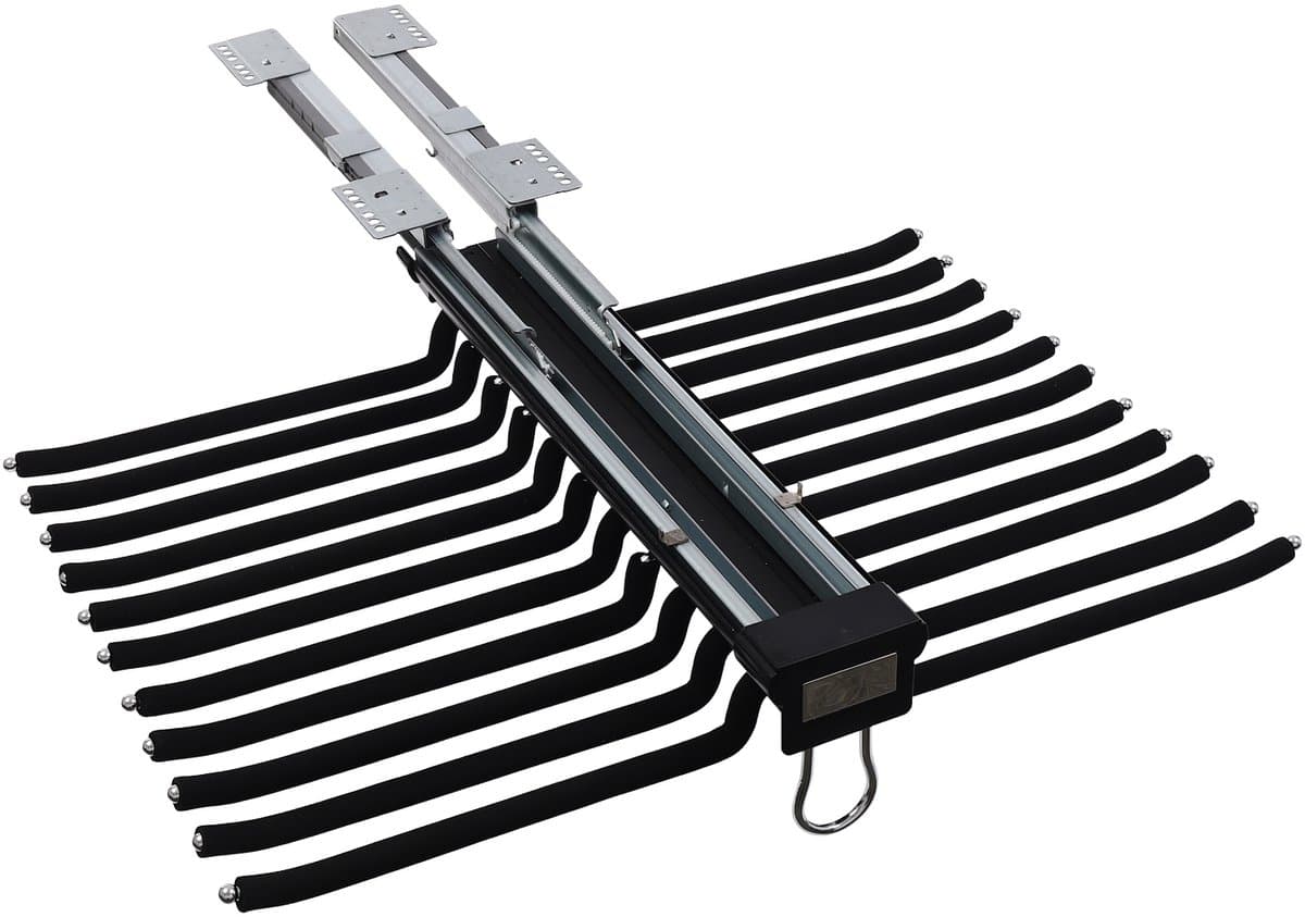 JAQZY Broekhanger - Kledinghangers - Uittrekbare Broekenrek - 22 Ophangstangen - Railsysteem Met Demping - 59 × 46cm (BxD) - Zwart