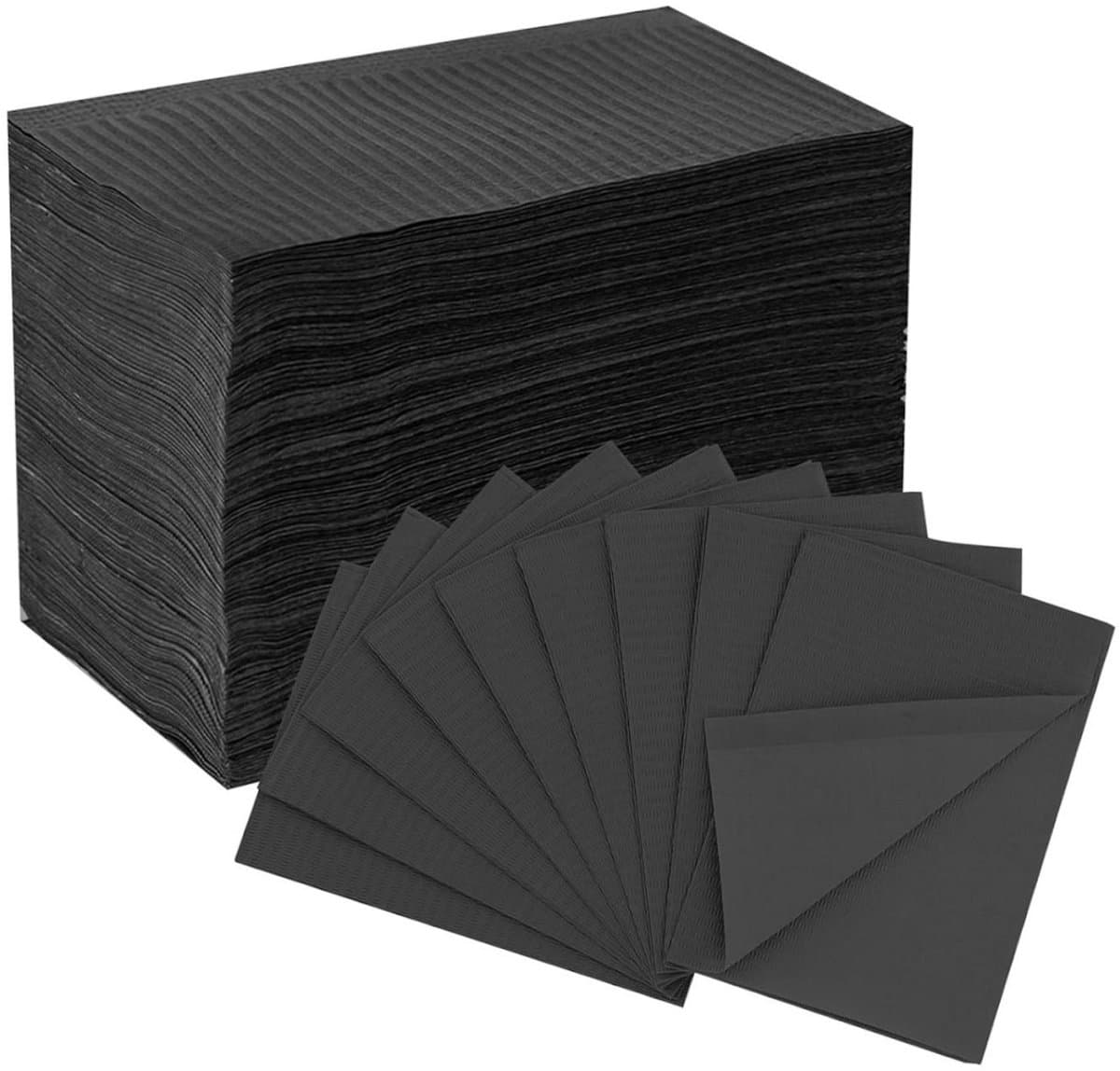 YOZHIQU Wegwerpbare tandartsslabbetjes - 125 stuks - 33 cm x 45 cm - 3-laags waterdichte tattoo-slabbetjes - Geschikt voor nagelsalons, nagel- en wimperverlengingsbenodigdheden en tattoo-apparatuur - Zwart