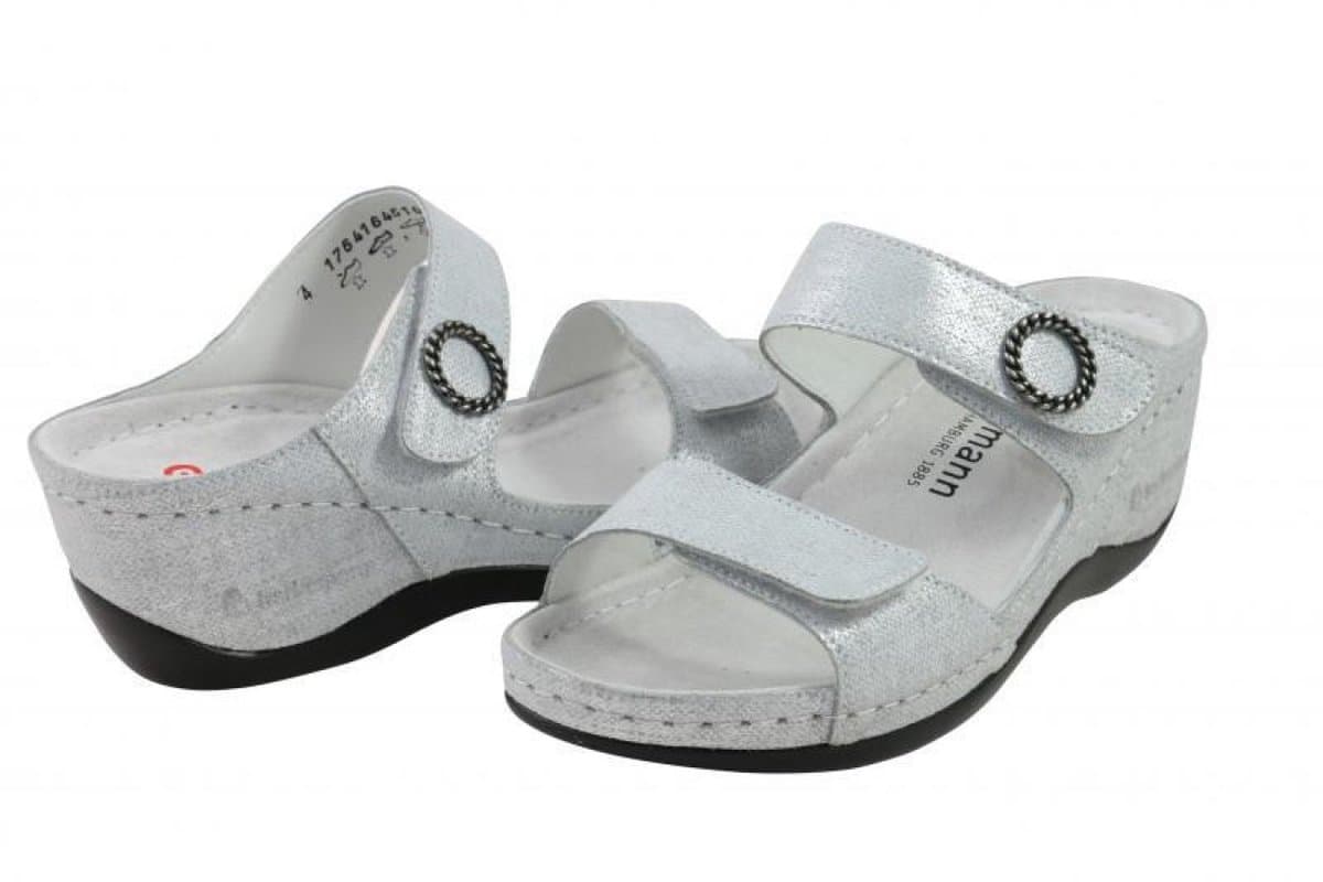 Berkemann Slippers - Berkemann merrit gunsilver leder slipper