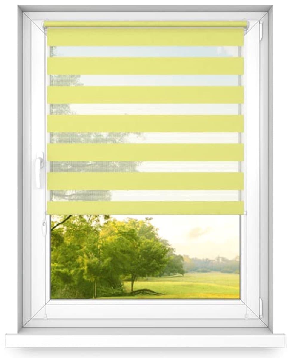 time4blinds dag en nacht dubbel rolgordijn mini - raamrolgordijn dag en nacht - rolgordijn zonder boren - zonwering - rolgordijnen voor slaapkamers - 1200x1000mm – Geel – Linkszijdig