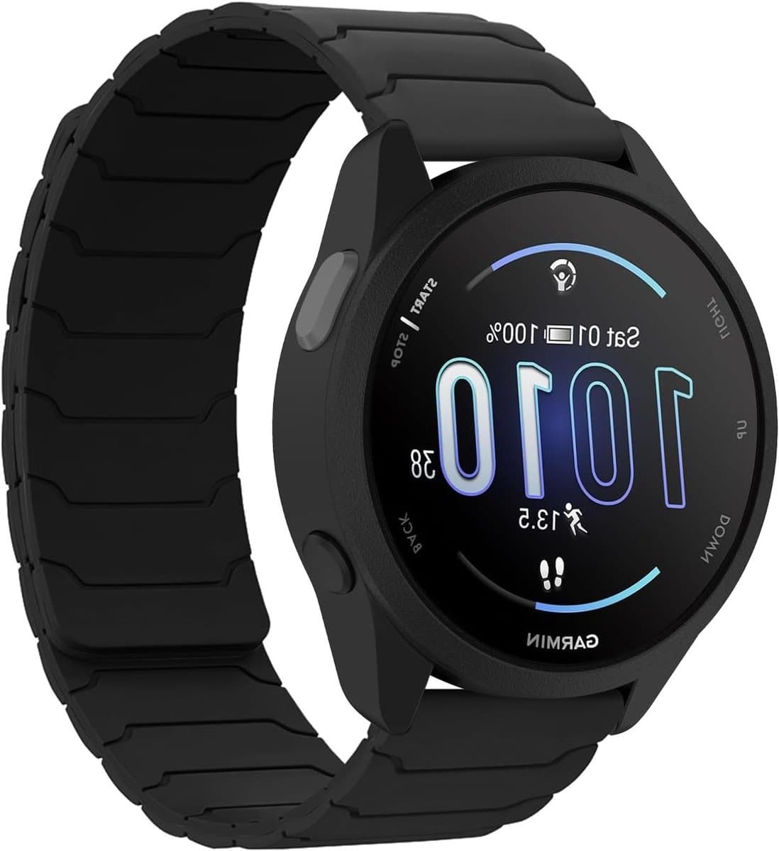 20mm Magnetische Horlogeband voor Garmin Forerunner en Vivoactive, Sterke Dubbele Siliconen Magnetische Band voor Venu Sq 2, Zwart en Duurzaam