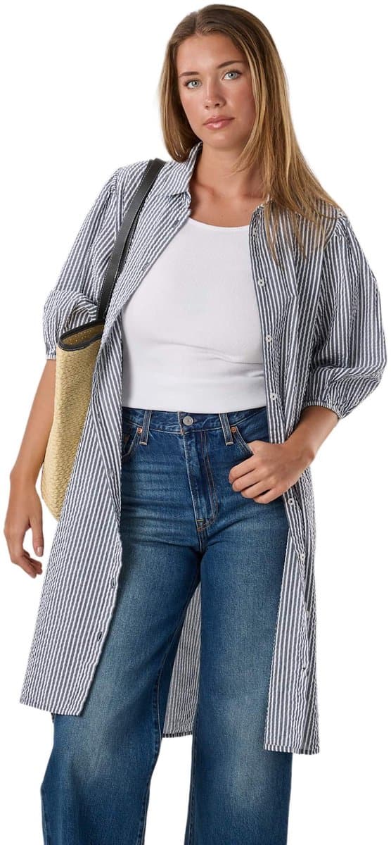 Seaside Marina Seersucker Oversized Shirt – Dames leisurewear – Maat 42