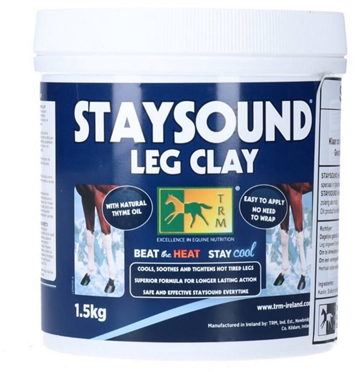 TRM Staysound 1.5KG heeft een zeer effectieve verkoelende werking, die zeer gunstig is voor warme vermoeide benen, vooral tijdens veeleisende tijden van training en competitie