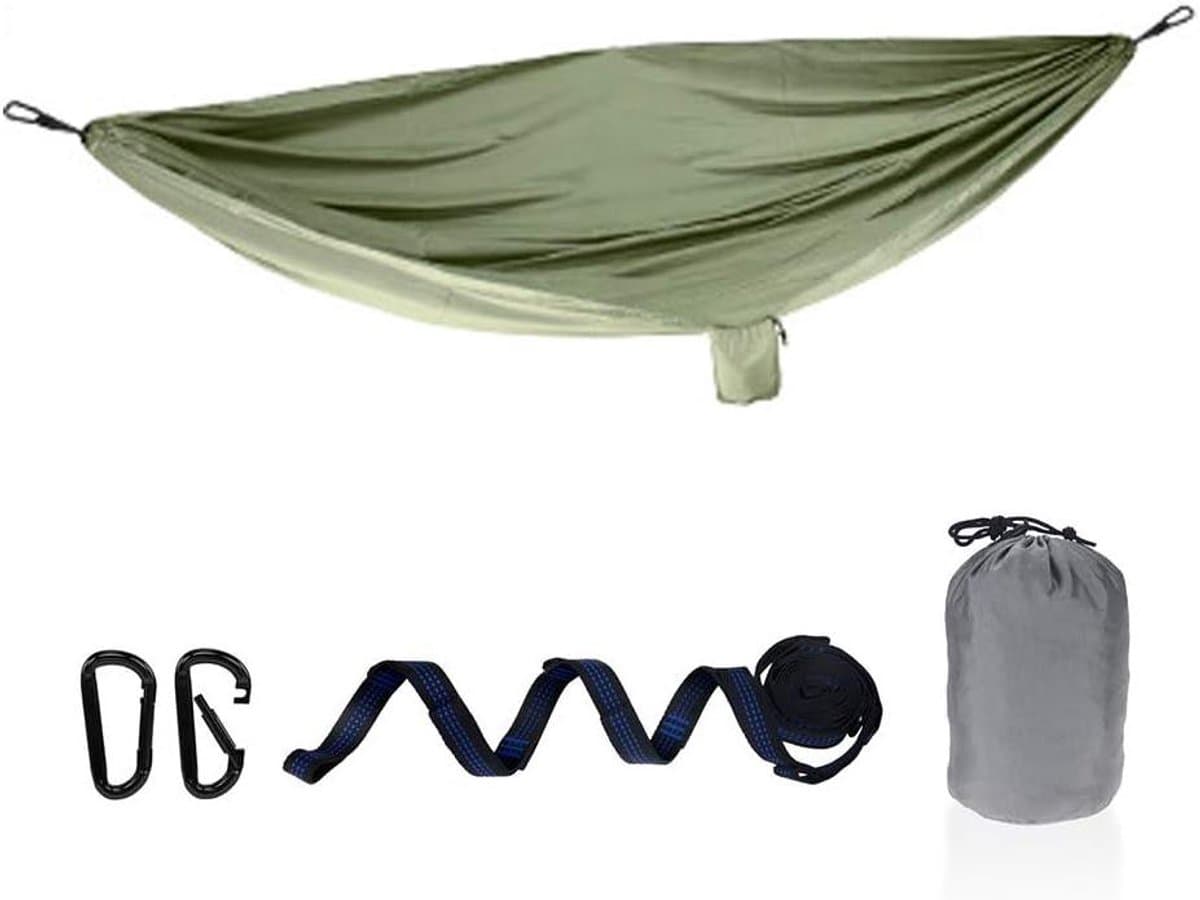 Dubbele Hangmat - Parachute Hangmat - Buiten Ontspannen - Lichtgewicht Draagbaar - 2.8M Banden - Donkergroen