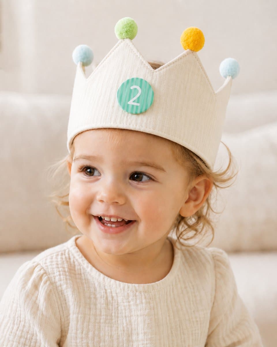 Verjaardag - Verjaardagskroon - Baby - Hoedje - Kroon - 100% Katoen - 1 tot 10 - buttons
