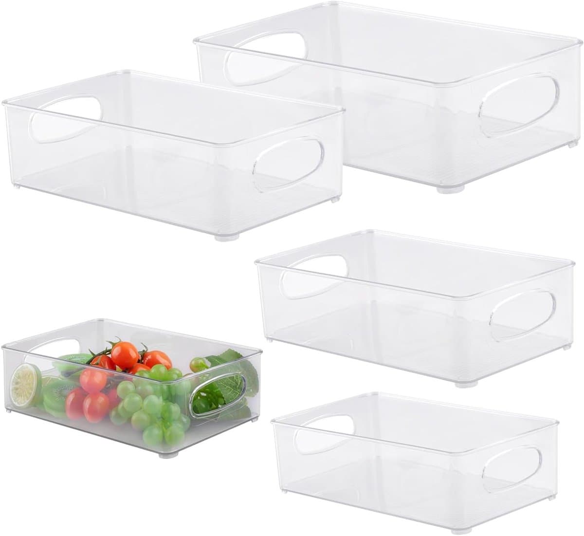 5-delige Koelkastopbergset, Stapelbare Organizers voor Keuken, Vriezer en Badkamer, Ideaal voor Voedselopslag en Ruimtebesparing