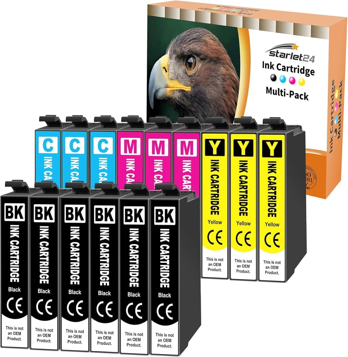 Inktcartridges Multipack - Vierkleuren Set - Thuisprinten Kantoor - Hoog Volume - 15 Stuks - Zwart Cyaan Magenta Geel