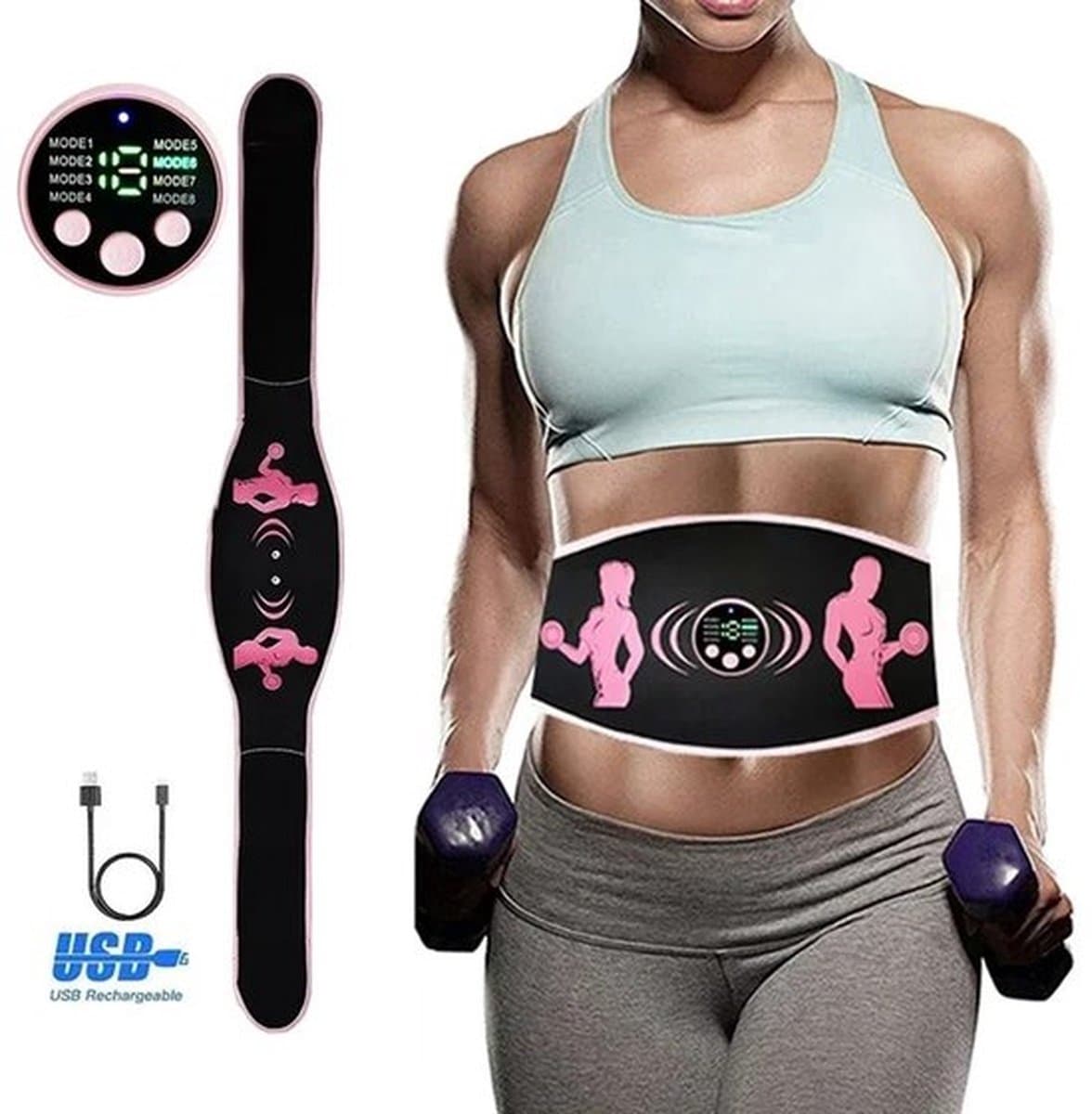 EMS Spiertoner Spierstimulator Buikspierband USB Oplaadbare Taillemassager Lichaams- en Buikmassage Fitnessapparatuur - Intelligente Massageband - Draagbare Buikspiertrainingsband