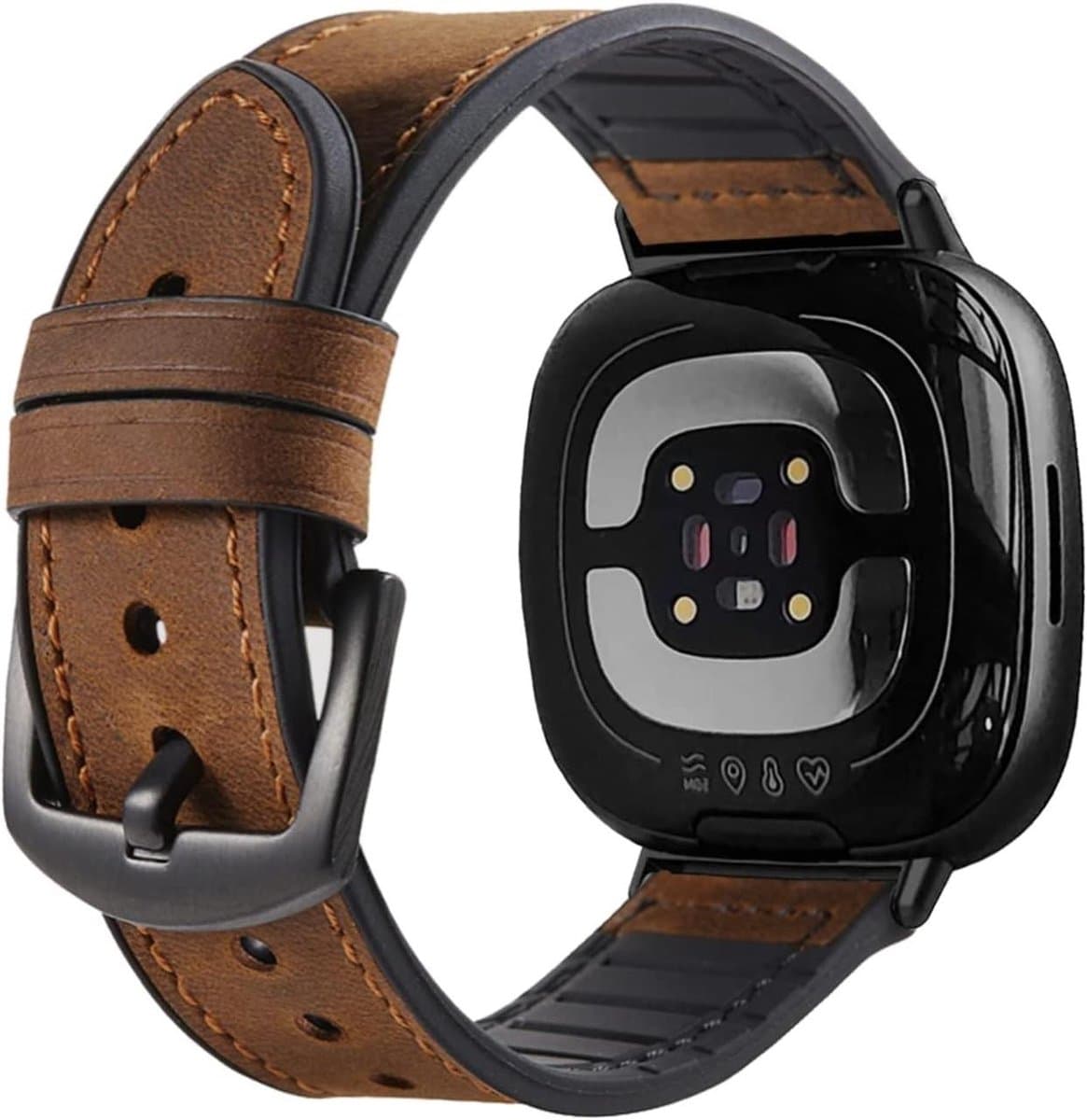 Leren Horlogeband - Armband - Smartwatch - Zweetbestendig - 150-200 mm pols - Bruin
