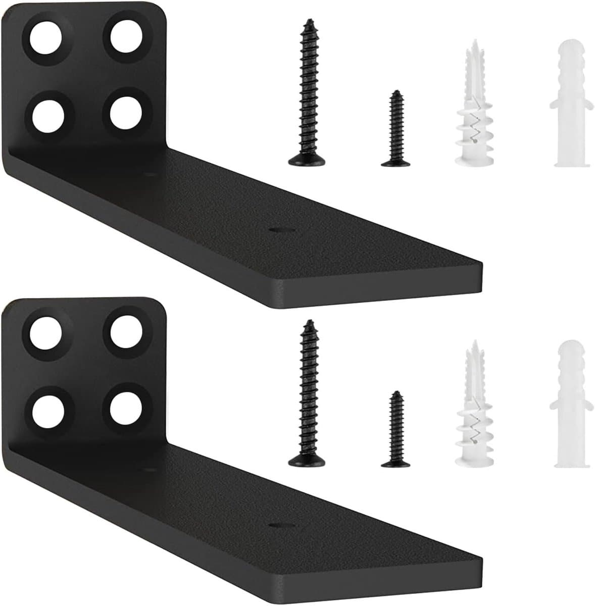 Plankbeugel Set - Zwevende Steunen - Wandmontage Planken - Verborgen Design - 15 cm Diep - Mat Zwart