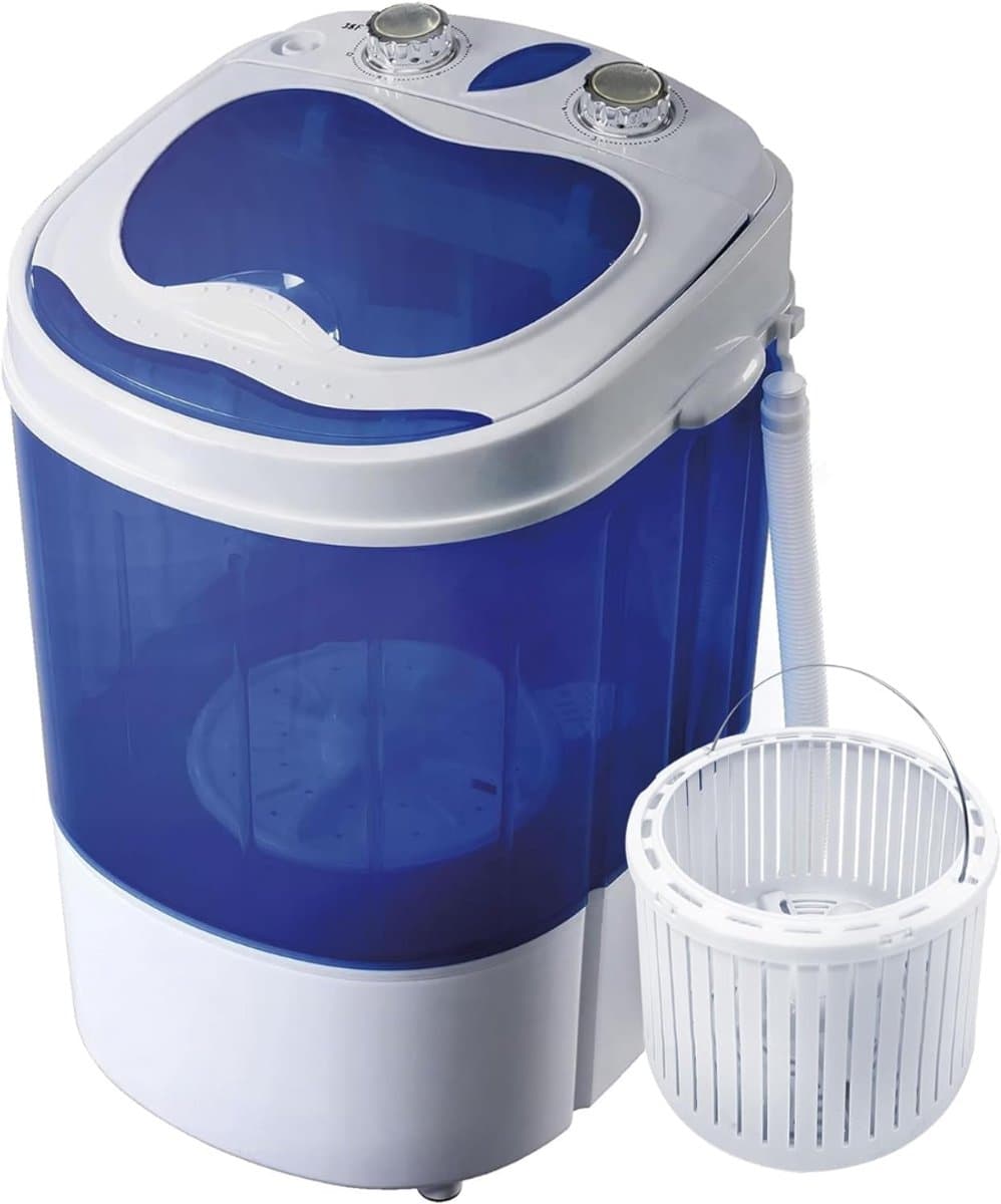 DYNA® Camping Wasmachine - Mini Wasmachine - Wasmachines - Capaciteit van Kleding 3 kg - Laag Water- en Energieverbruik - Wit - 36cm x 37cm x 53cm