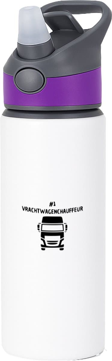 Hacebo® - De beste vrachtwagenchauffeu waterfles met rietje paars - Cadeau vrachtwagenchauffeur - leuk cadeau voor de beste Cadeau vrachtwagenchauffeur om te geven - verjaardag Cadeau vrachtwagenchauffeur - water fles - 650ML