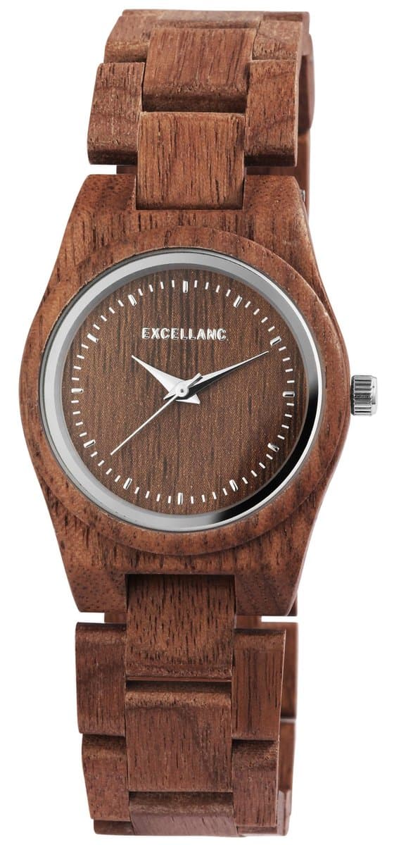 EXCELLANC Dameshorloge zebrahout EX0587 Excellanc dames houten horloge met schakelband