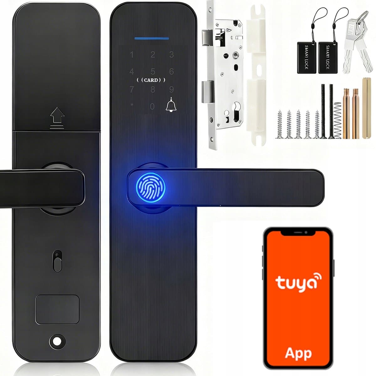 TUYA- Slimme Vingerafdruk Slot - Elektronische Deurknop met WiFi Wachtwoord Weergave - Keyless Toegangssysteem-TUYA APP