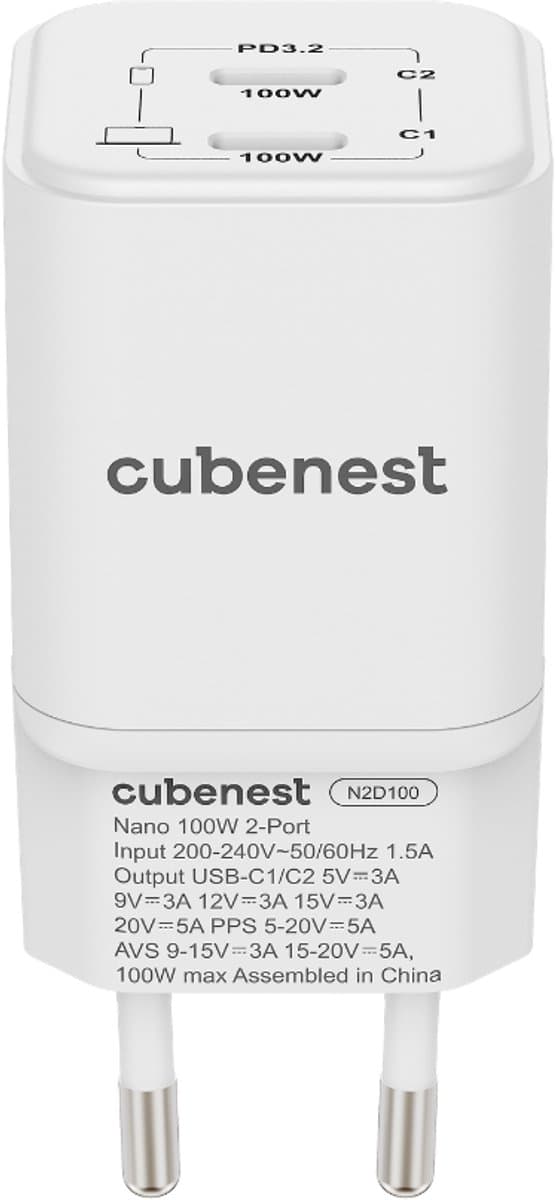 Cubenest N2D100 - PD GaN Nano Adapter - 2x USB-C - 100W