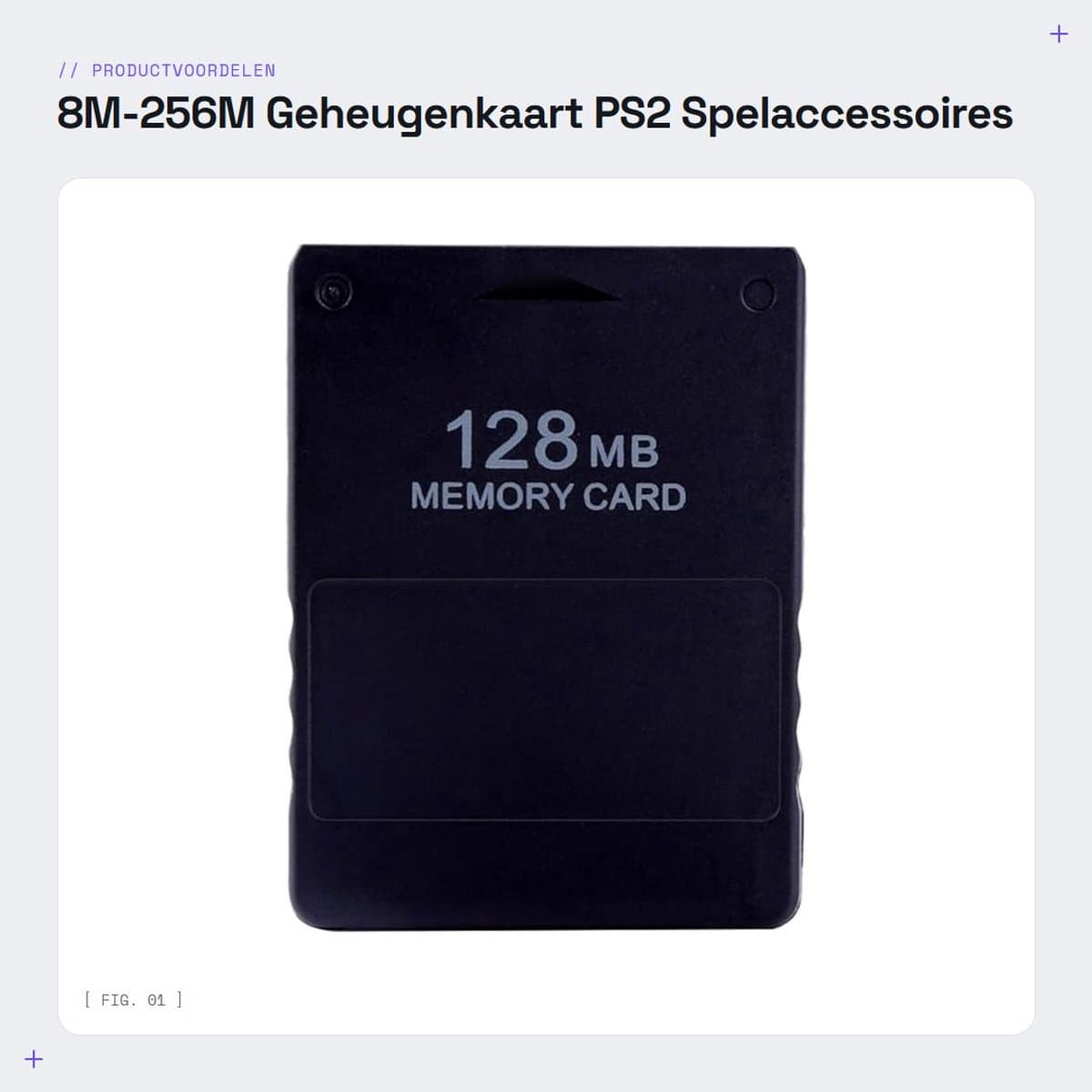 Dailygoods- Geheugenkaart 256M - Geheugenkaart PS2 - Opslagcapaciteit 8M/16M/32M/64M/128M - Kunststof - 1 stuk - Eenvoudig aansluiten en spelen - Opslagkaart