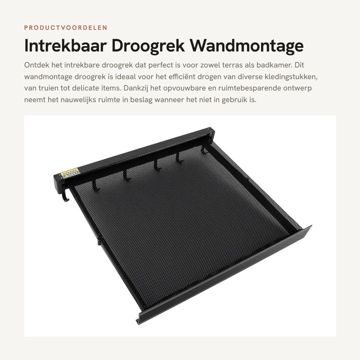 Dailygoods- Droogrek Intrekbaar - Wandmontage - Opvouwbaar - Aluminium - Ademend Mesh - Ruimtebesparend Ontwerp - Kledingrek