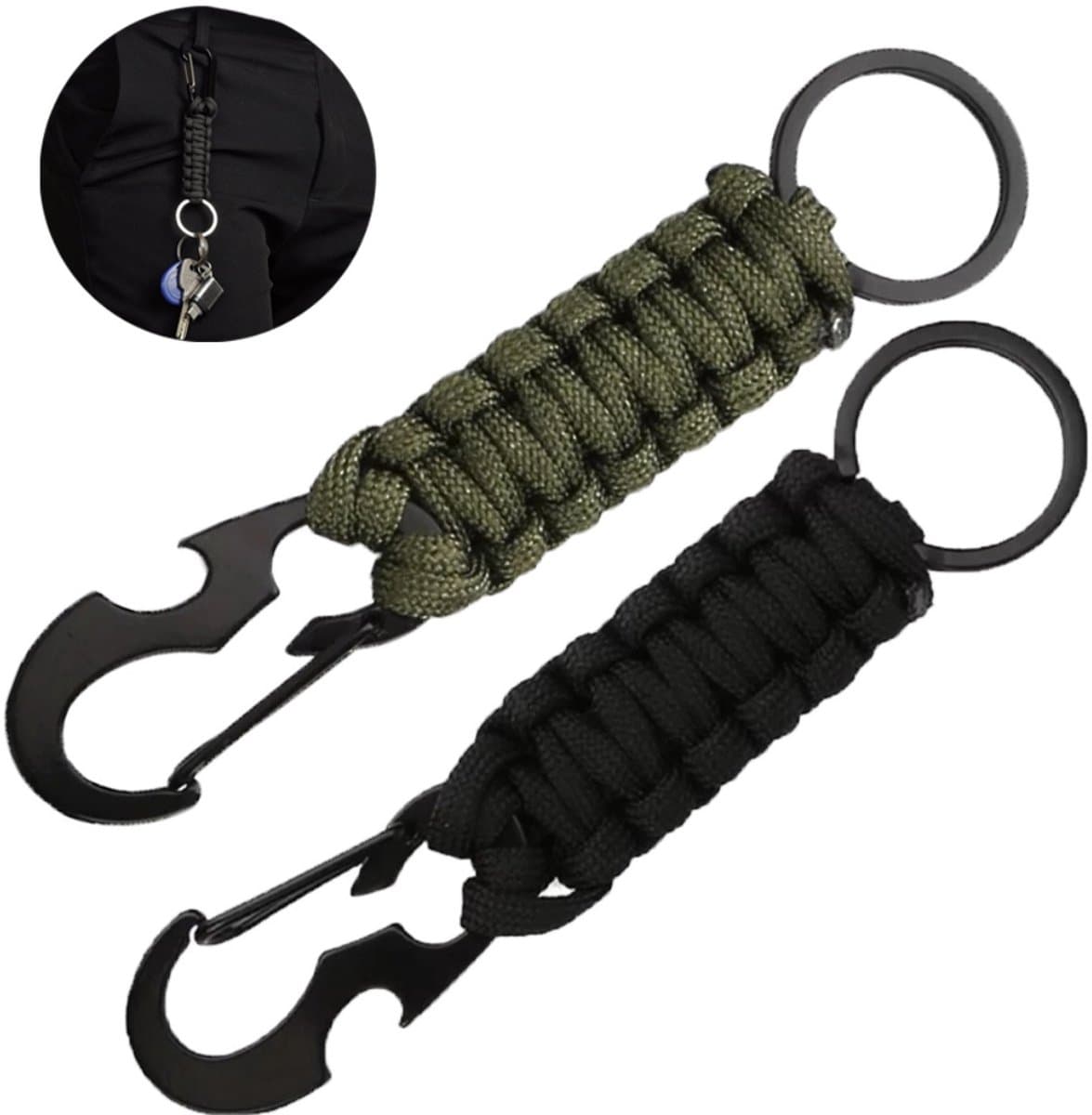 TOVBMUP Heavy Duty Sleutelhanger - Quick Release keycord - Karabijnsluiting Sleutelhouder - sleutelhangerkoord - met Dubbele Karabijnhaken & Sleutelringen - Carabiner Keychain Sleutelkoord - Sleutel Hanger Keykoord - Lanyard Autosleutel - 2 stuks