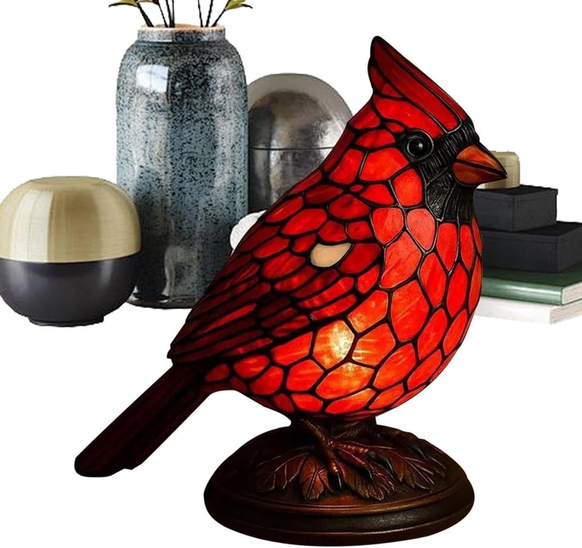Vogellamp Decoratie - Harsverlichting Accentlamp - Sfeerverlichting Creëren - Handgemaakt Harsontwerp - 12 x 16 x 12 cm - Veelkleurig
