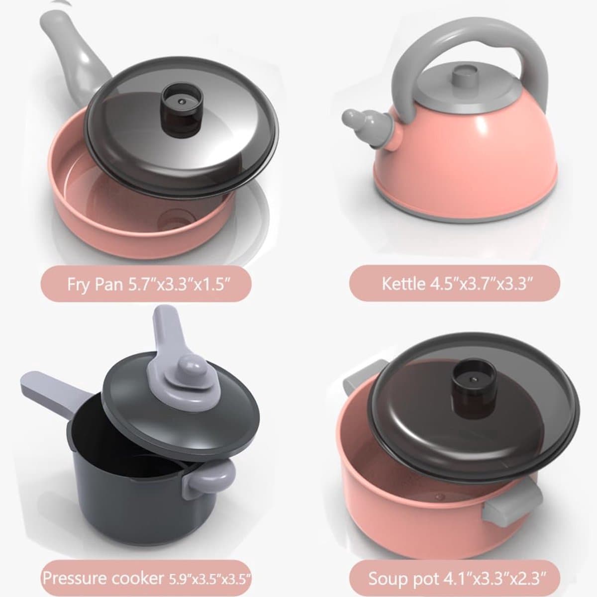 Kraftverdia - 61-delige set speelgoedaccessoires voor kinderen - speelkeuken met BBQ-kookset - Met potten en pannen, kookgerei, speelgoedgroenten etc - voor meisjes en jongens - Groen