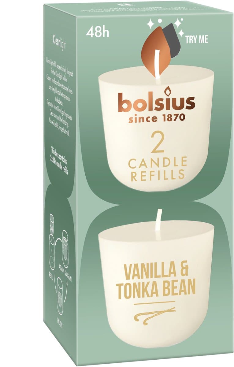 Bolsius Geurkaars Navulling Vanille & Tonka - 2 navullingen