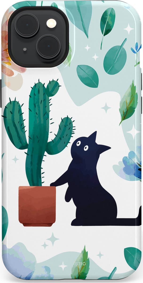 Casetastic Hoesje Geschikt voor Apple iPhone 15 Plus Magsafe - Stijlvolle Beschermende Duo-layer Case - Cactuskat