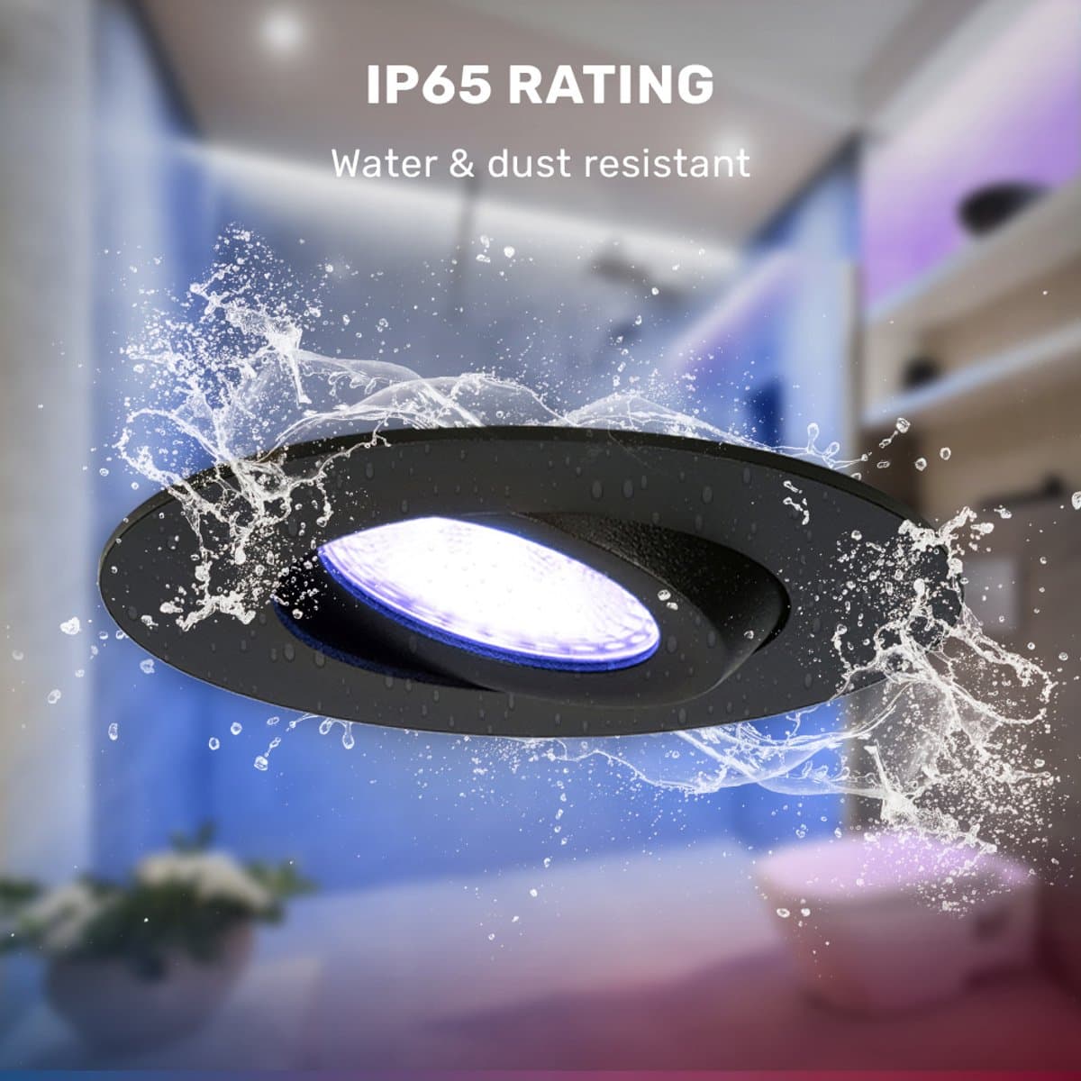 6x Hoftronic Smart - Napels smart inbouwspot - LED - Zaagmaat 85mm - Zwart - Besturing via app - WiFi - Bluetooth - Dimbaar - Kantelbaar - Waterdicht - 8 Watt - 600 lumen - 230V - 2700-6000K - RGBWW - Plafondspots - Inbouwspot voor badkamer en buiten