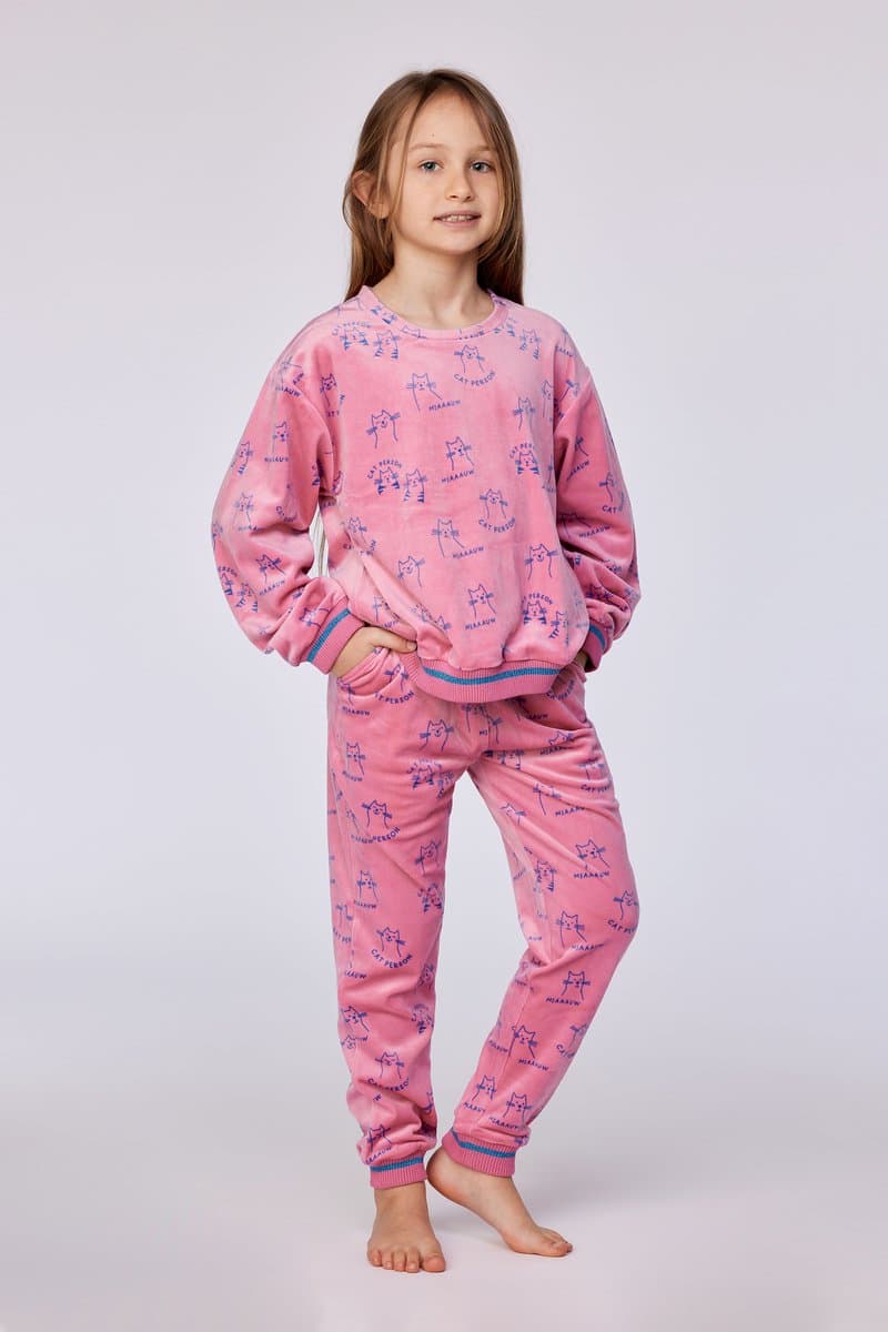 Woody pyjama meisjes - kat - roze - 252-10-YPE-V/951 - maat 98