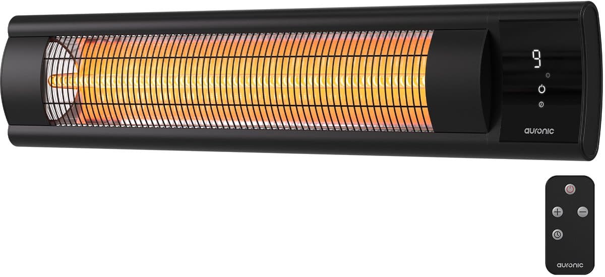 Auronic Terrasverwarmer - XL - Infrarood Verwarming - Elektrische Heater - 25m2 - 3000W - Afstandsbediening - 9 Standen - Zwart
