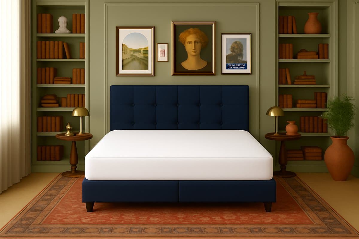 Boxspring Torino Vlak 160x200 cm Luxe Pocketvering Stof donkerblauw Gratis 2x Hoofdkussens