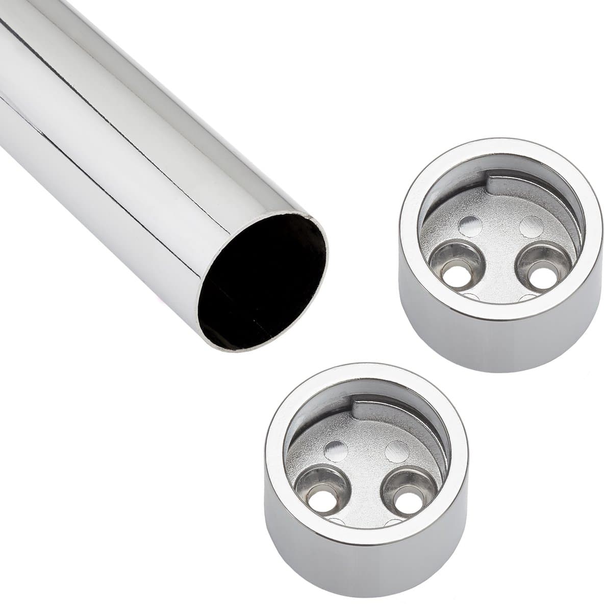 SOTECH garderobestangset 1000 mm cilindrisch Garderobestang chroom gepolijst bestaande uit kledingstang incl. 1 paar cilindrische garderobestanglagers