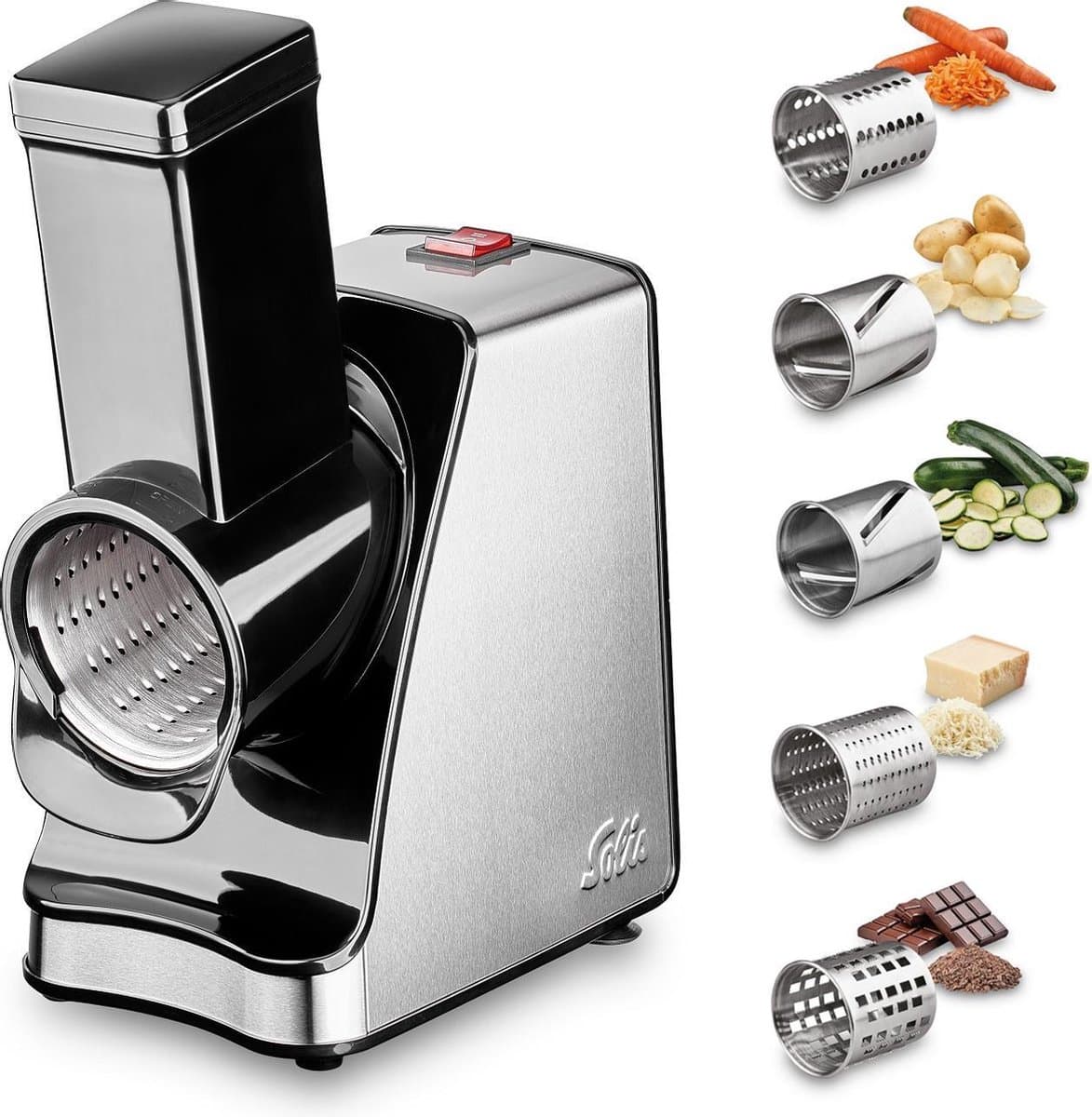 Solis Slice & More 8401 Multifunctionele Groentesnijder en Rasp - RVS Foodprocessor - Hakmolen Elektrisch - Chopper - Zilver