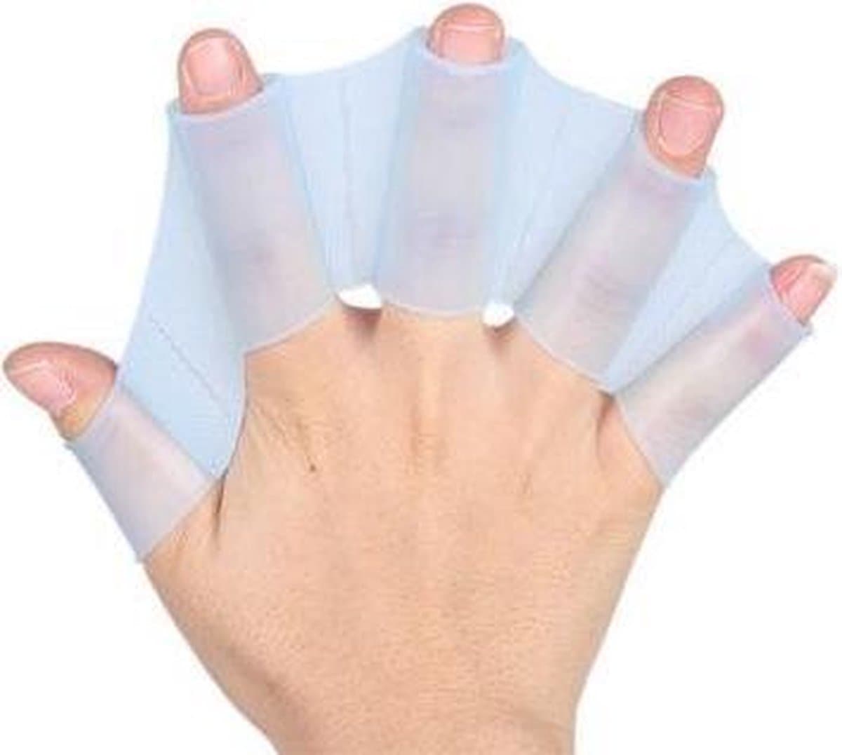 1 paar unisex kikker type siliconen gordels, zwemmen handvinnen flippers palm vinger zwemvliezen handschoenen-peddel watersport [wit/s]