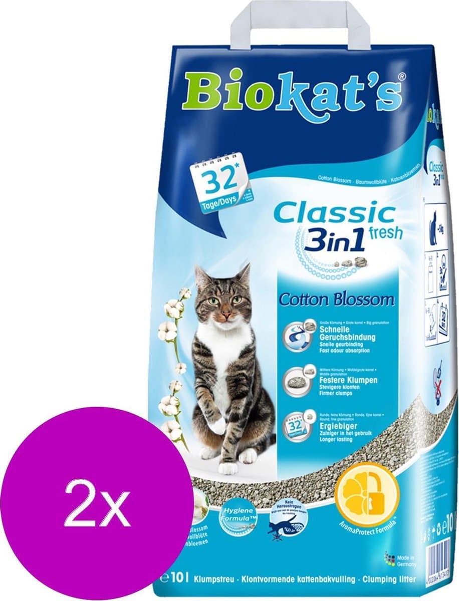 Biokat's Classic Fresh Katoenbloemen - Kattenbakvulling - 2 x 10 l
