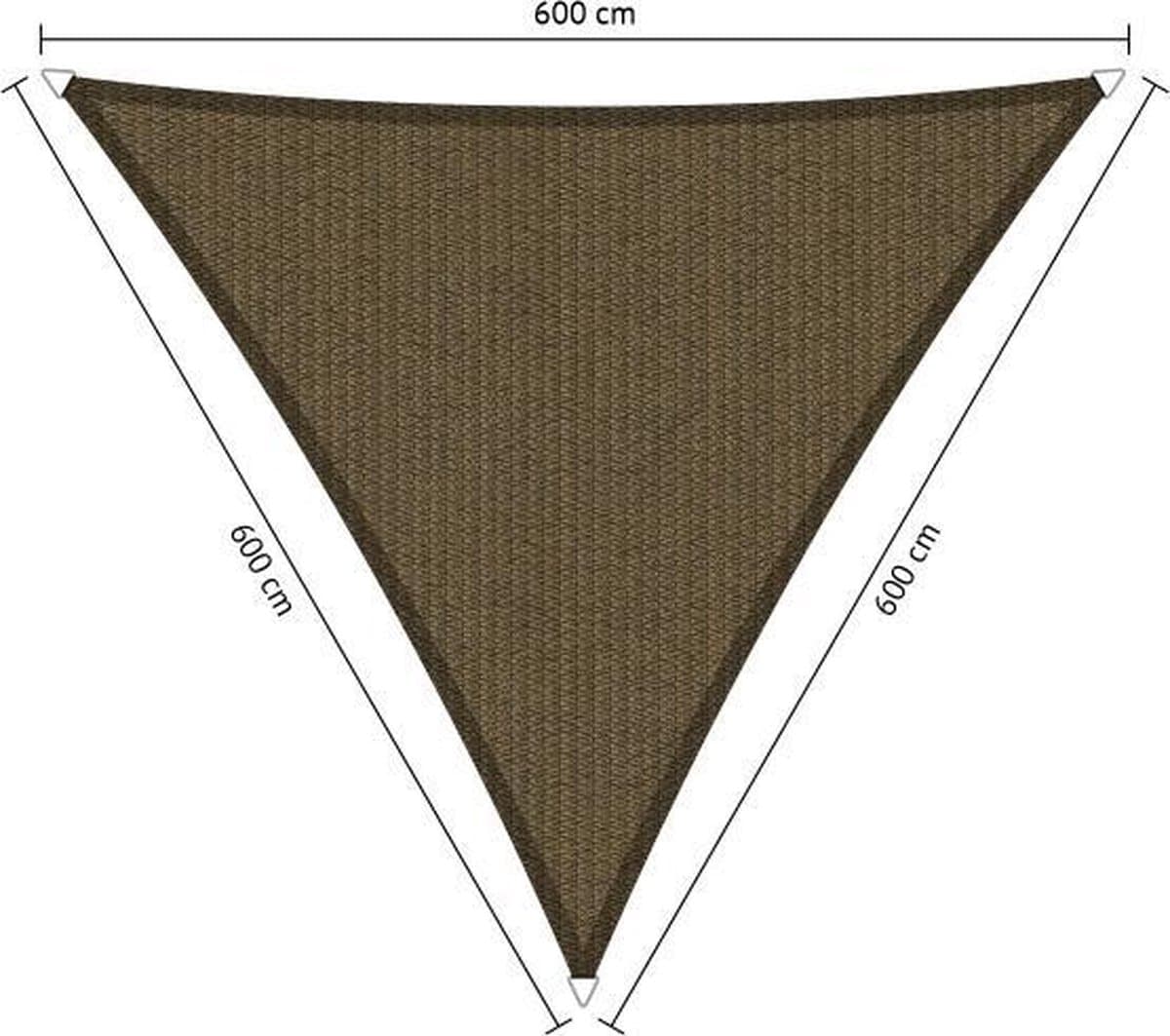 Shadow Comfort® Gelijkzijdige driehoek schaduwdoek - UV Bestendig - Zonnedoek - 600 x 600 x 600 CM - Japans Brown