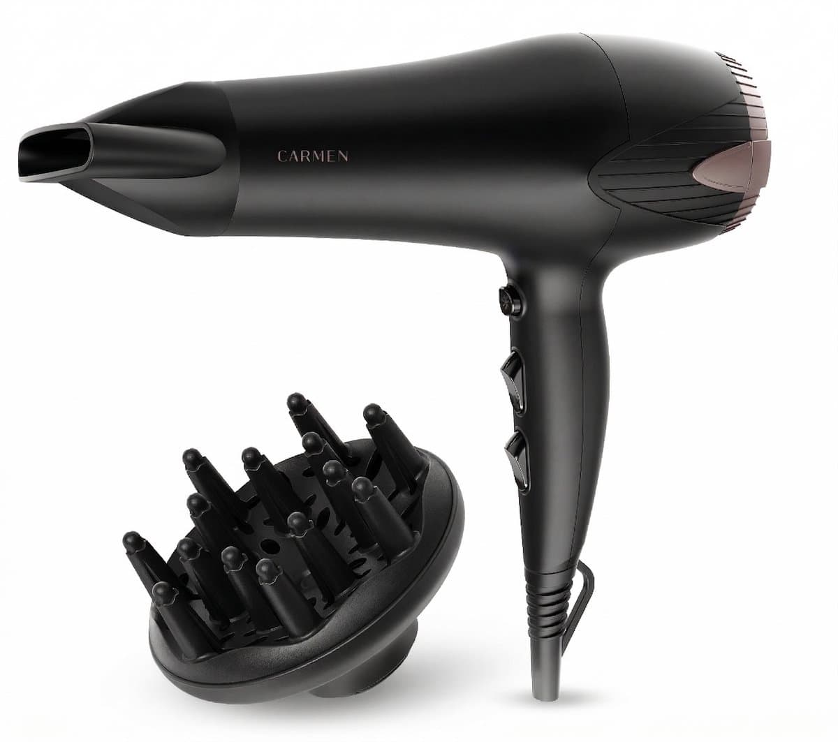 Carmen CHD2365B - Föhn - Inclusief diffuser - 2300 watt - Haardroger - ION technologie - 3 warmtestanden - Coolshot functie