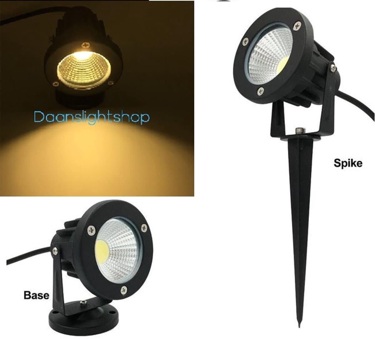 LED Tuinspot Met Aansluitsnoer - 12V - 20 cm - Zwart