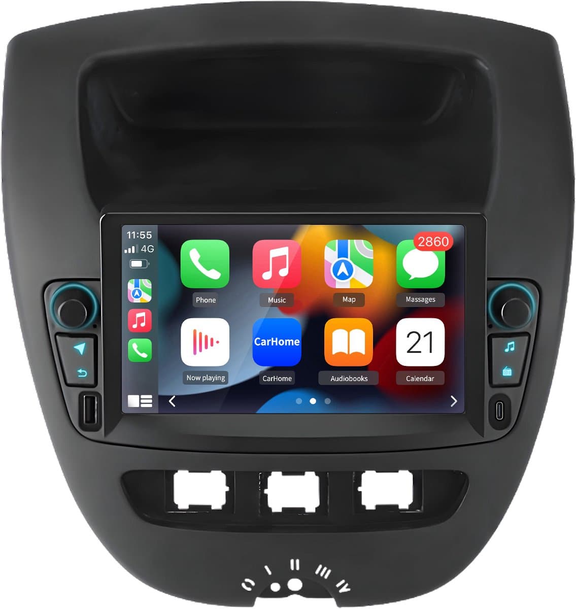 Junsun Android 15 Autoradio - Geschikt voor Peugot 107 Citroen C1 Toyota Aygo - Draadloos Carplay & Android Auto - 7-inch HD Touchscreen - Bluetooth & GPS-navigatie & Stuurwielbediening & Wifi & RDS , 2GB+64GB, DSP, Handsfree, Quad-core processor