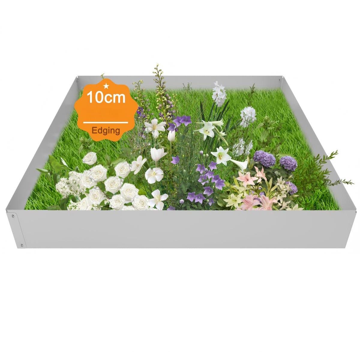 Froadp Zilver Gegalvaniseerde Metaal Plantenbakrand 10m x 10cm Flexibele Graskant met Aankerdraden, Gezageld Design voor Tuin, Landschapsarchitectuur, Moederrand en Borduurwerk - Roestvrij & Duurzaam