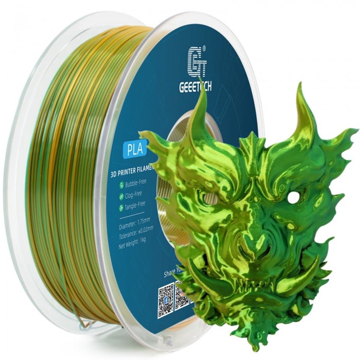 Geeetech - PLA Silk Dual Color Yellow and Green (1.75mm - 1kg)