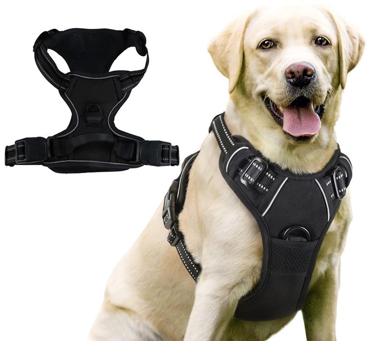Hondentuigje - Reflecterend Honden Harnas - Extra Stevig - XL-maat - Verstelbaar tuig voor huisdieren - Gevoerd vest - Antislip