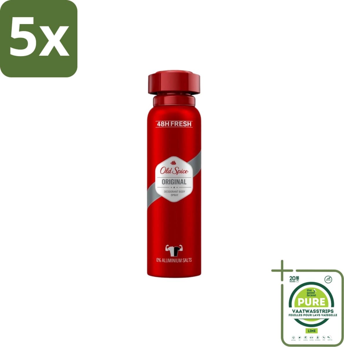 5 x Old Spice – Deospray – Original – 150 ml - Grootverpakking - Deospray - Mannelijke Geur - Frisheid - Klassiek - Zelfvertrouwen