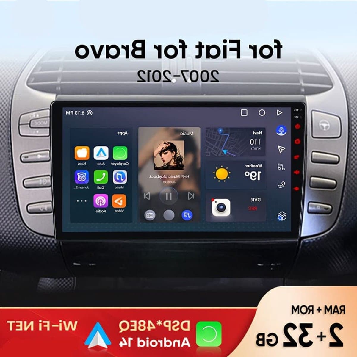 2-DIN Autoradio – Multimedia Speler – Carplay Systeem – Android Radio – GPS Navigatie – 9 Inch IPS Scherm – Draadloos WiFi & DSP Geluid