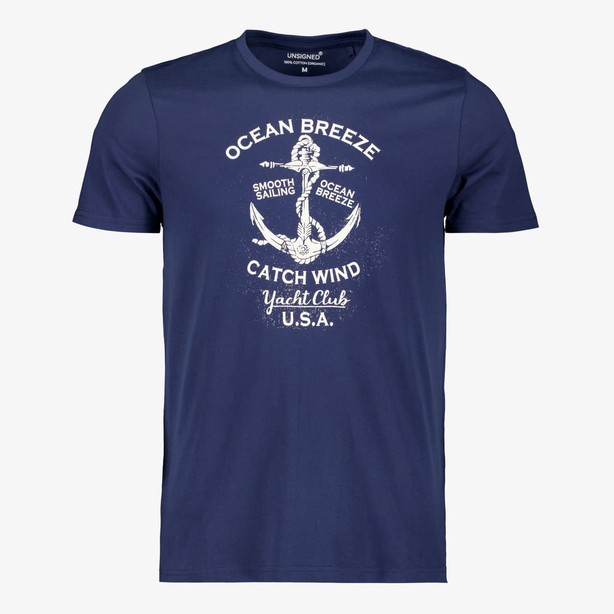 Unsigned heren T-shirt met opdruk blauw - Maat 3XL