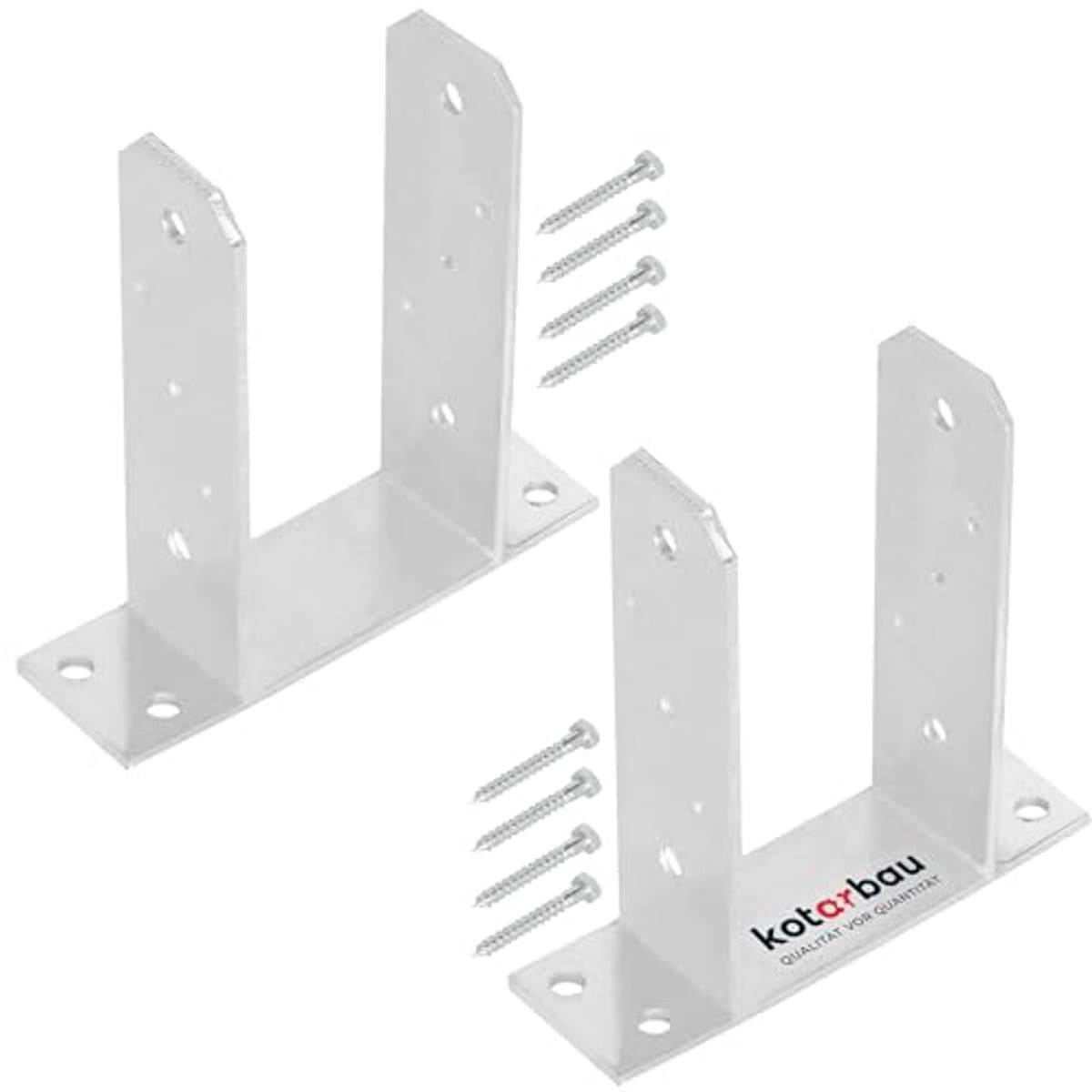 KOTARBAU® 2 stuks Paalhouder, Paalvoet, TT, Paaldrager, Verzinkt Staal, 100 mm, Zilver, Paalsteun, om te Schroeven, voor Houten Palen, voor Tuin