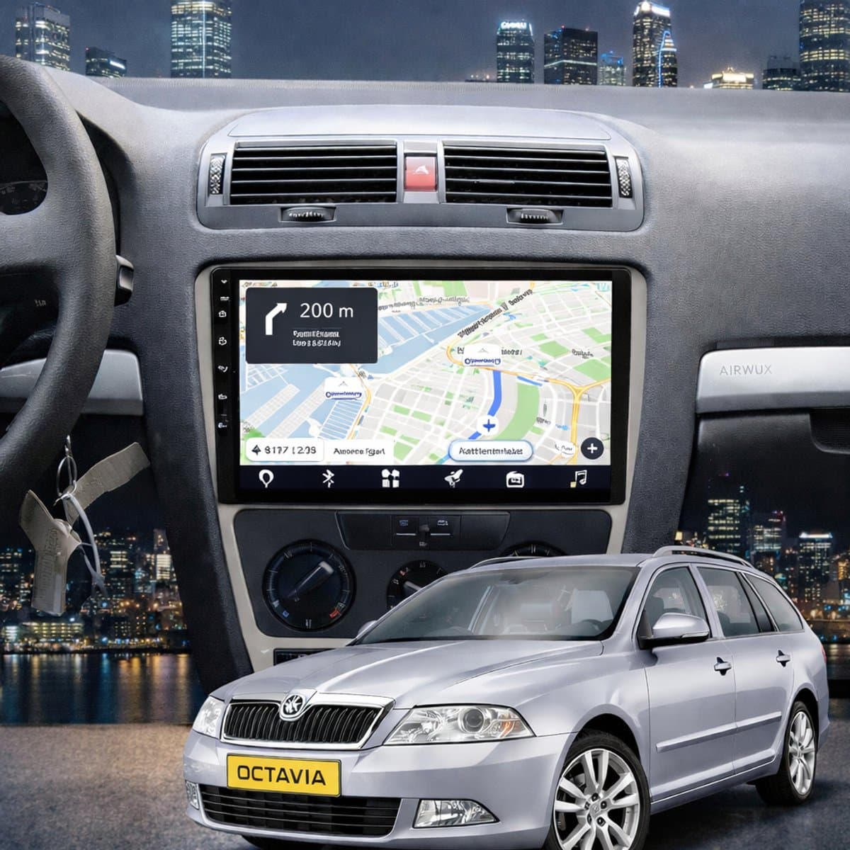 ADIVOX T2 10.1 inch geschikt voor Skoda Octavia 2007-2013 Android 15 CarPlay/Auto/Wifi/RDS/DSP/5G/DAB+