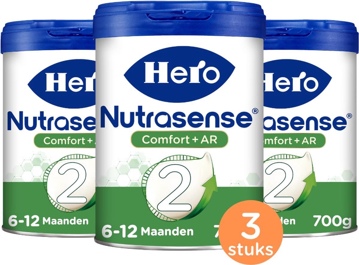 Hero Nutrasense Comfort+ AR 2 (6-12 Maanden) - Opvolgmelk - Flesvoeding - Palmolievrij - 3 x 700 gram