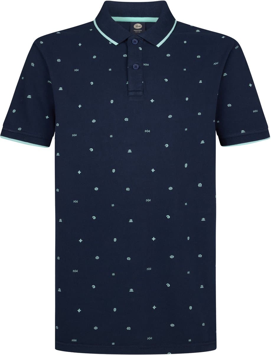 Petrol Industries - Heren Piqué polo met korte mouwen Trophy - Blauw - Maat M